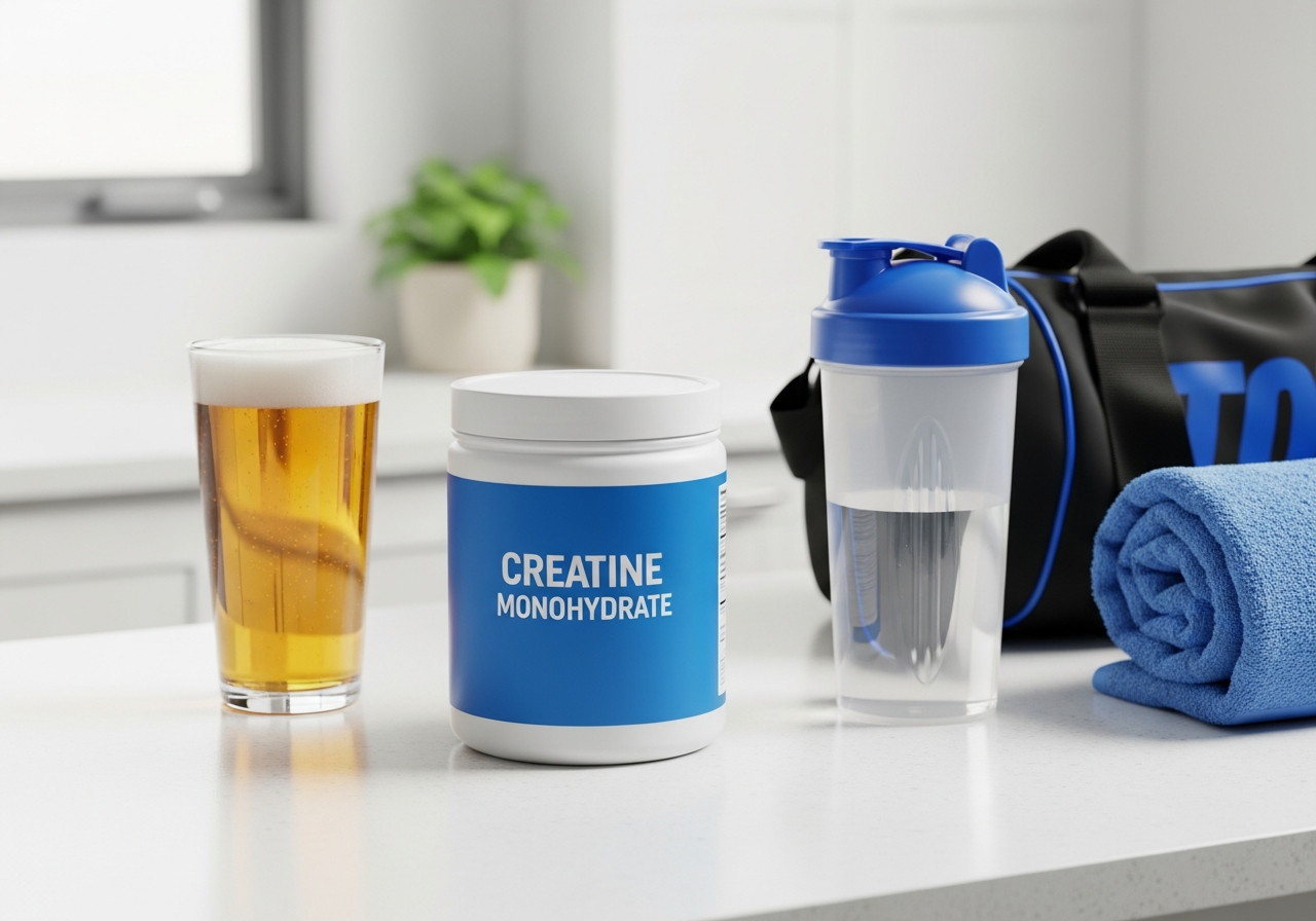 creatine and alcohol — illustrative photo