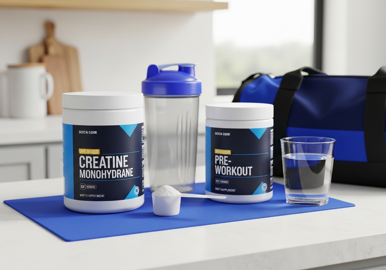 creatine vs pre-workout — illustrative photo